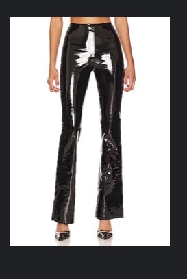 Faux Patent Leather Flare Legging in Black