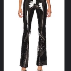 Faux Patent Leather Flare Legging in Black