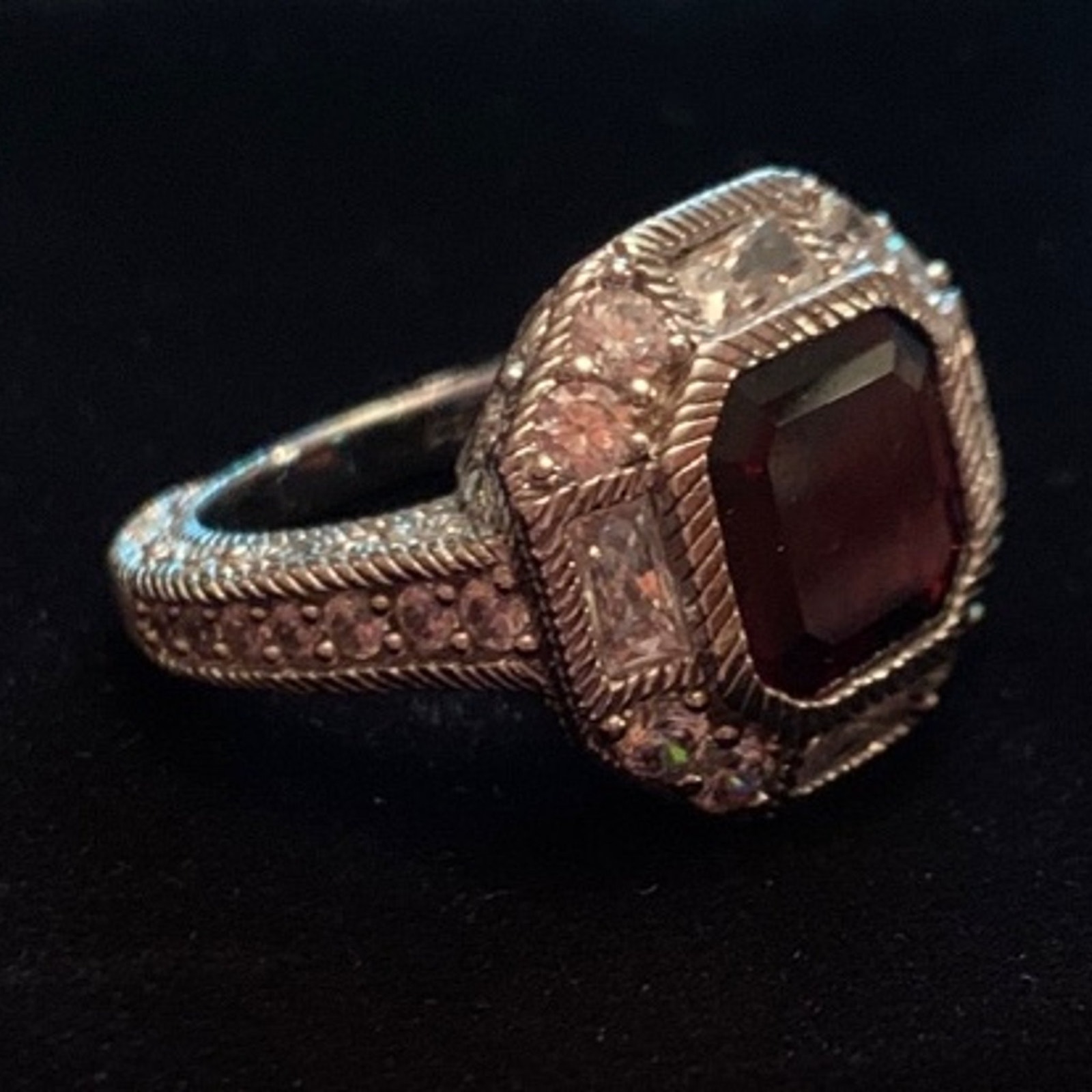 Judith Ripka Sterling 4.50 CTTW Garnet and Diamonique Ring