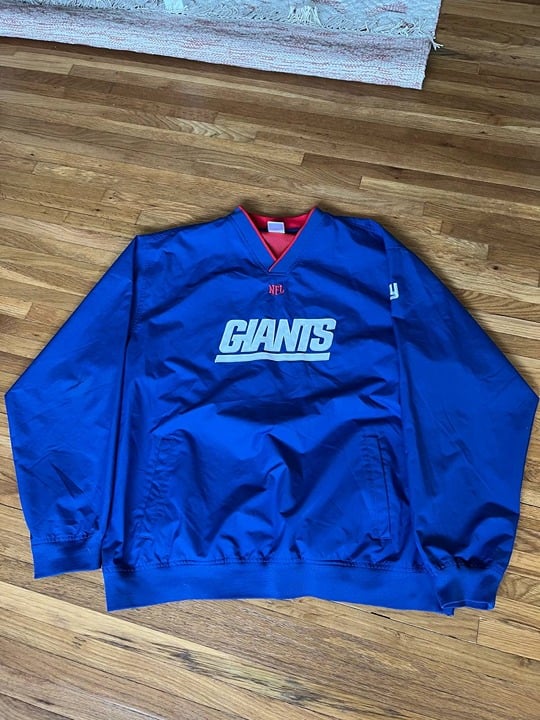 NEW YORK GIANTS Athletics Warm-Up Jacket Blue Team Apparel NFL sz X-LARGE