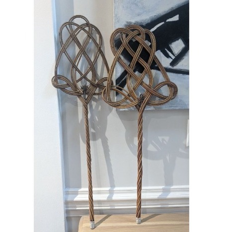 Boho Vintage Rattan Rug Beaters Pair