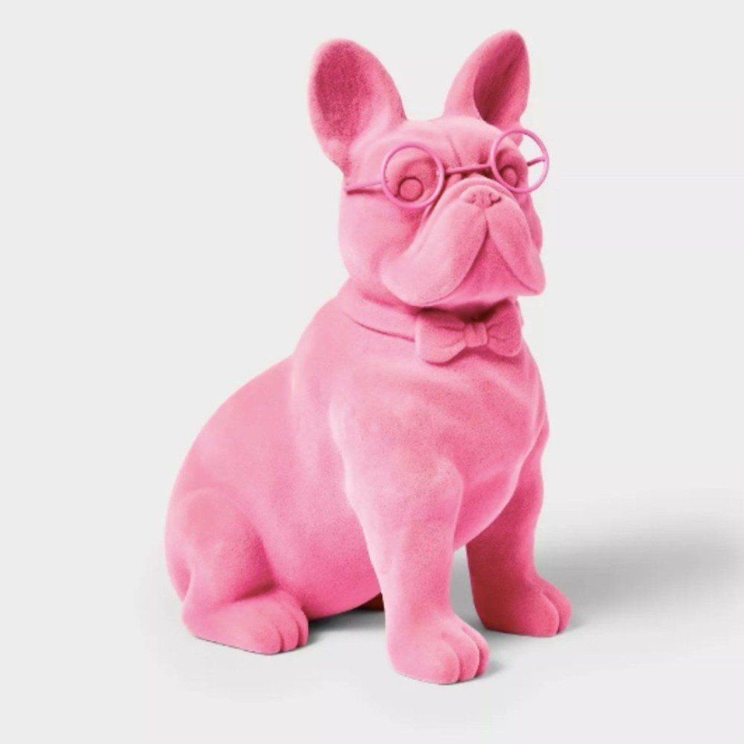 2024 Target Spritz Pink Valentine's Tabletop Flocked Felt French Bulldog NWT