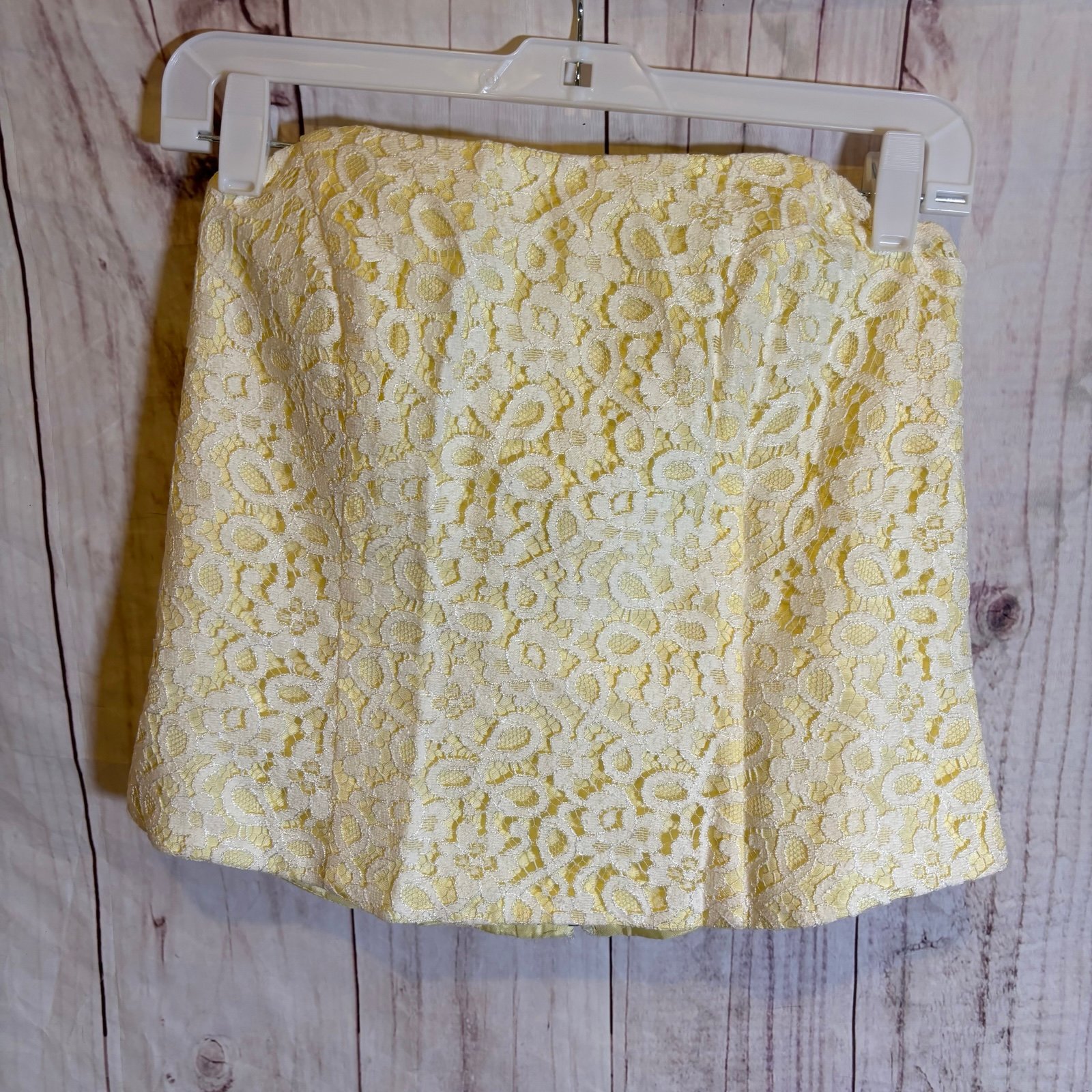Vintage Lace Coquette David's Bridal Butter Yellow Corset sleeveless top 10