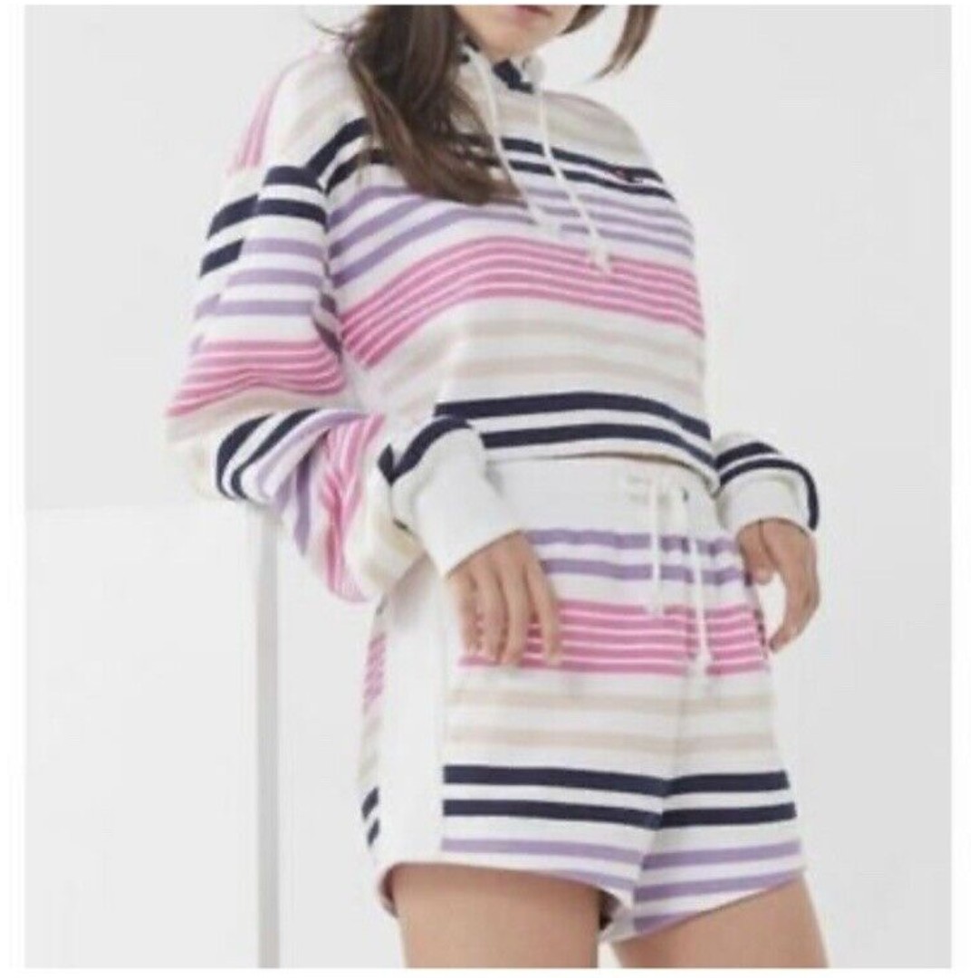 Champion Reverse Weave Striped Hoodie and Shorts Multi-Color Sz XS 2 Piece Set