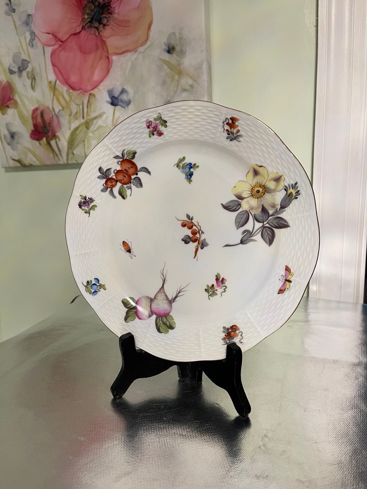 Herend hand painted Fruit and flowers porcelain plate
