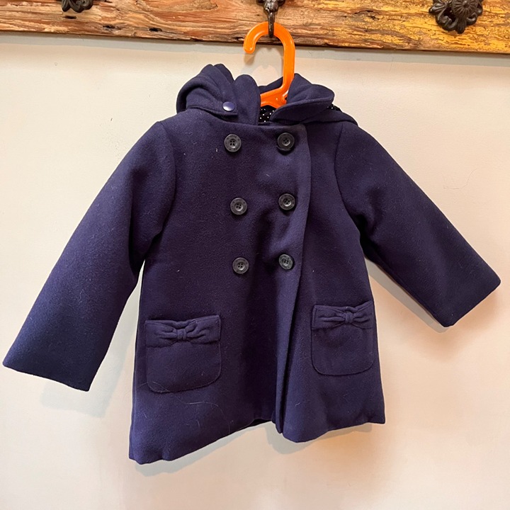 JoJo Maman Bébé Navy Hooded Pea Coat / Sailor coat- Size 2-3