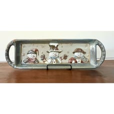 St Nicholas Square Forest Friends 15.5” Rectangular Treat Tray Christmas Snowman