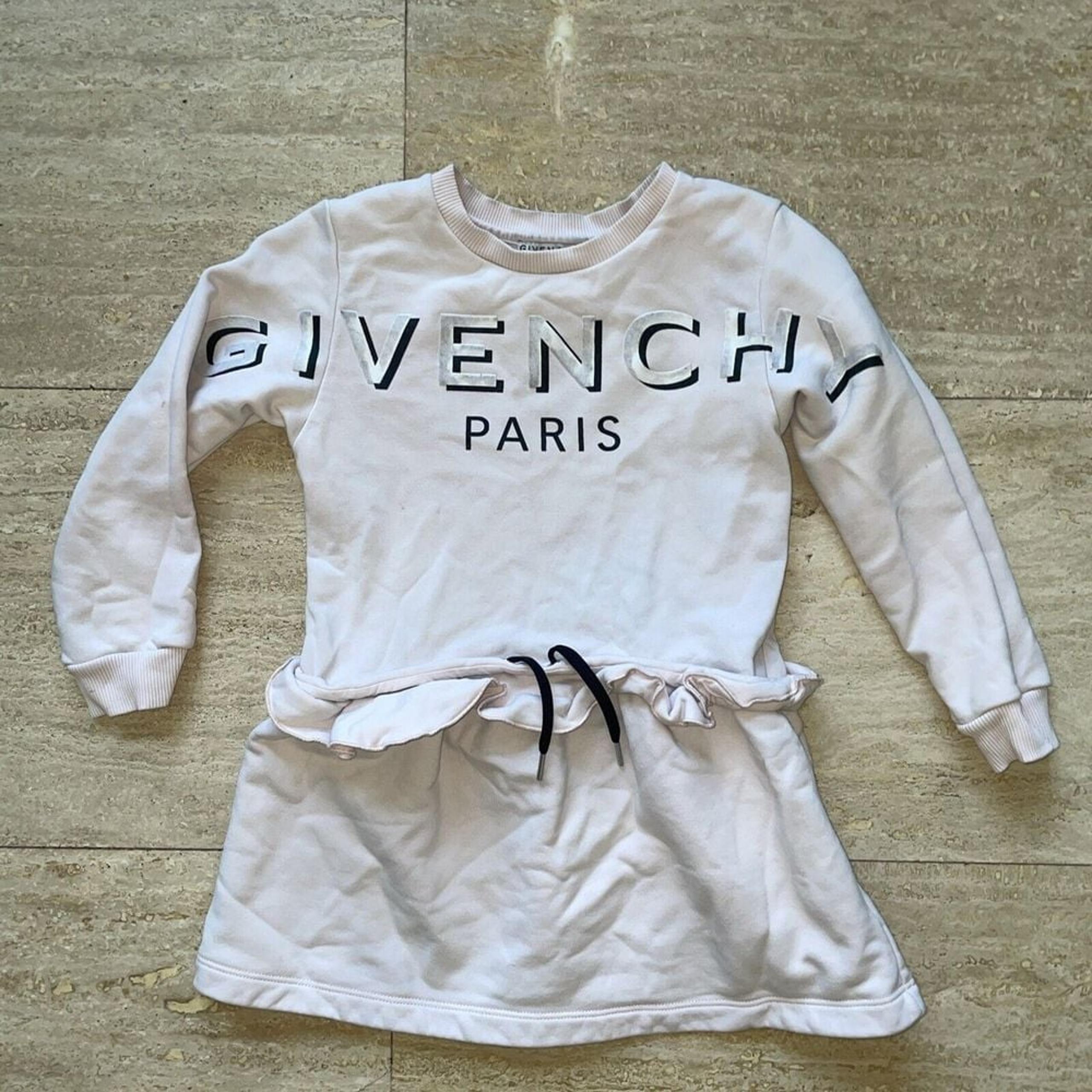 Givenchy Kids Girls Pink Shadow Logo Sweatshirt Size 6 Ruffled Waistband