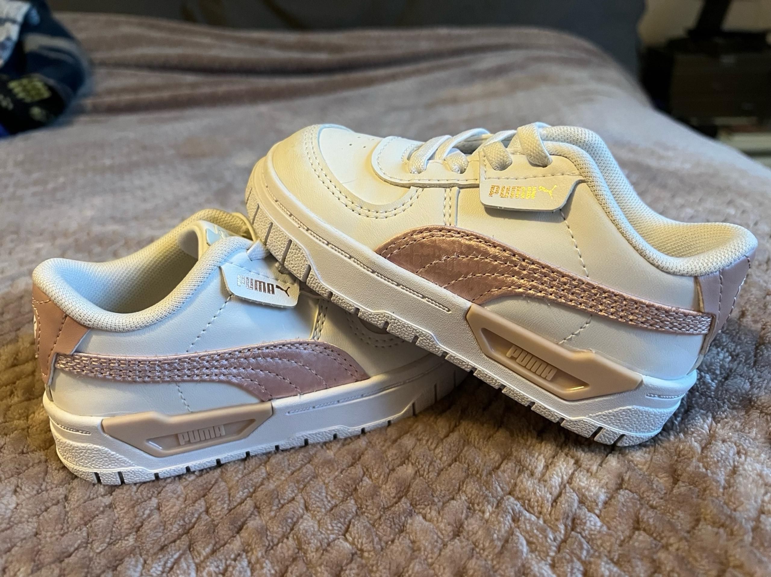 White and Pink Puma Tennis Shoes