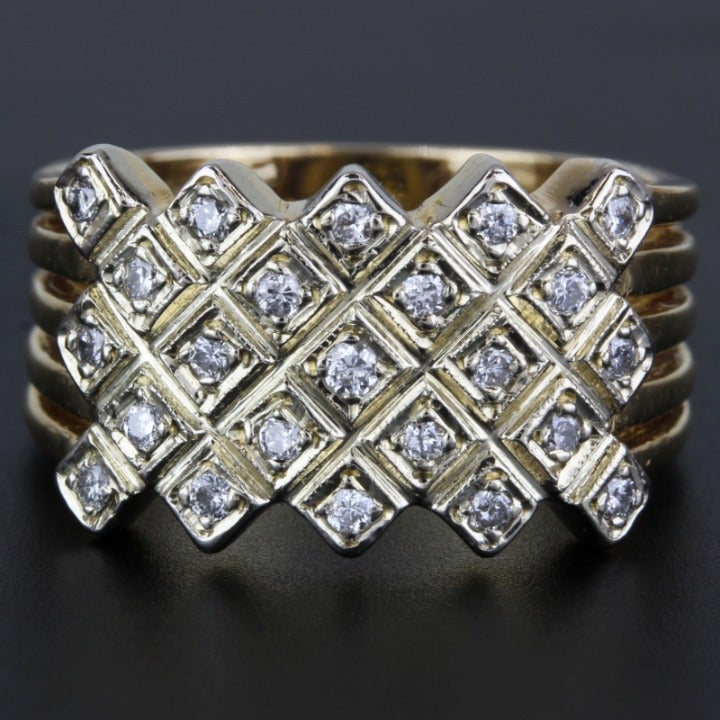 14k Yellow Gold Multi-Band Diamond Ring
