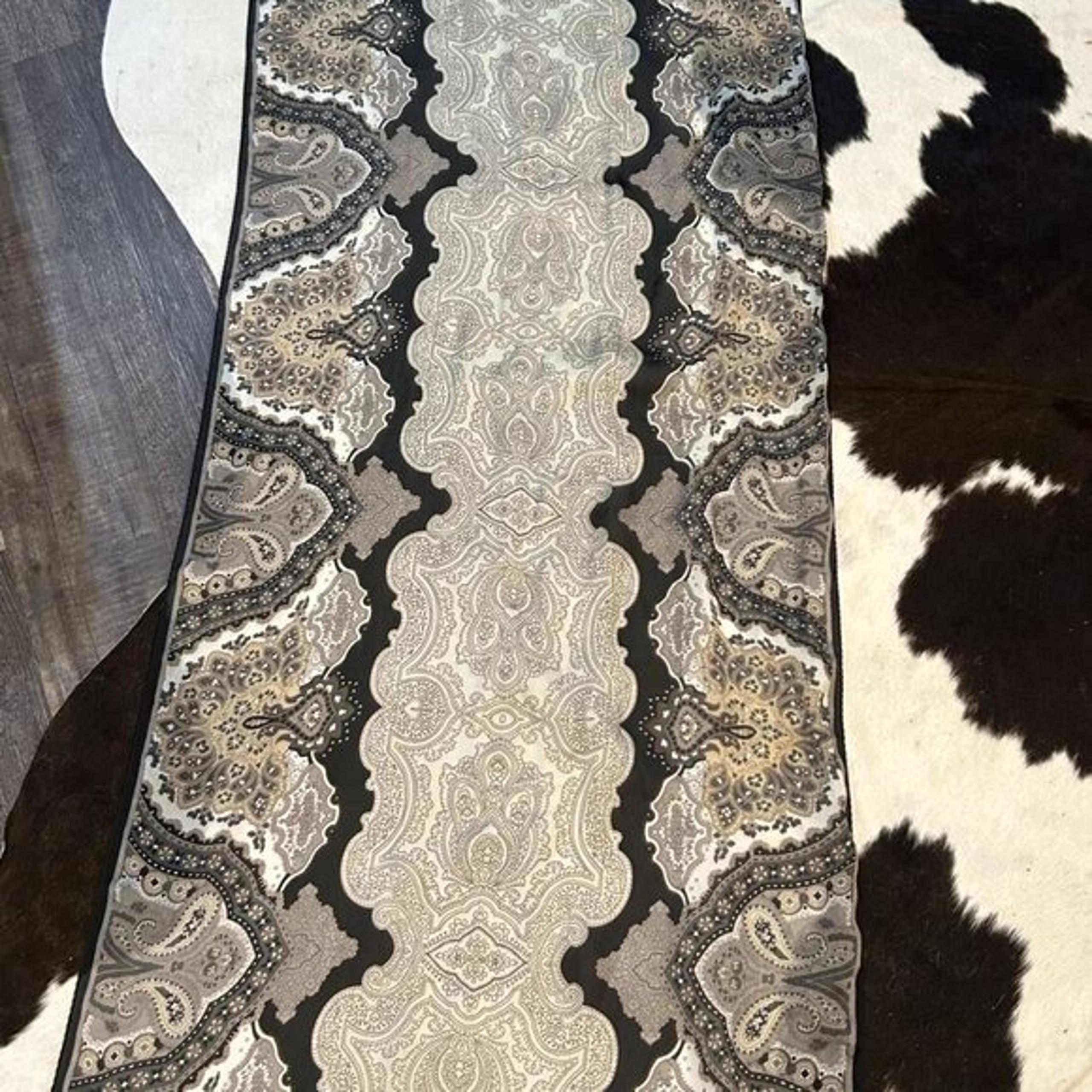 silk scarf, brown/black/tan