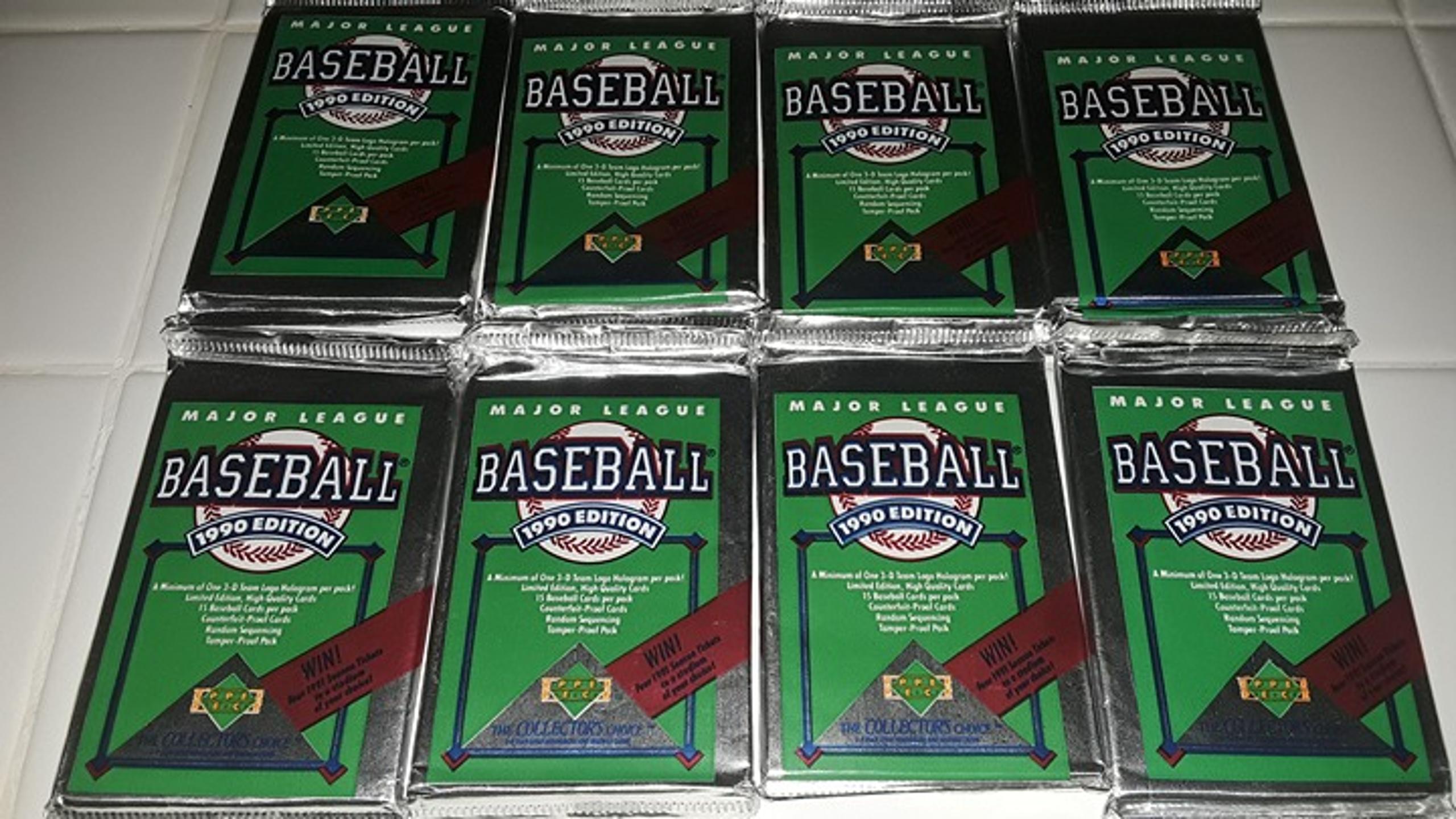 1990 MLB Upper Deck Baseball Lot of (8) Trading Card Packs