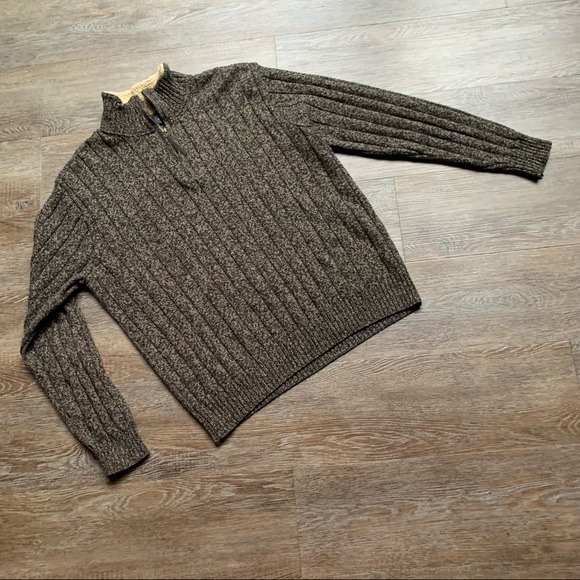 Oscar de la Renta 1/4 Zip Fur Collar Knit Sweater XL