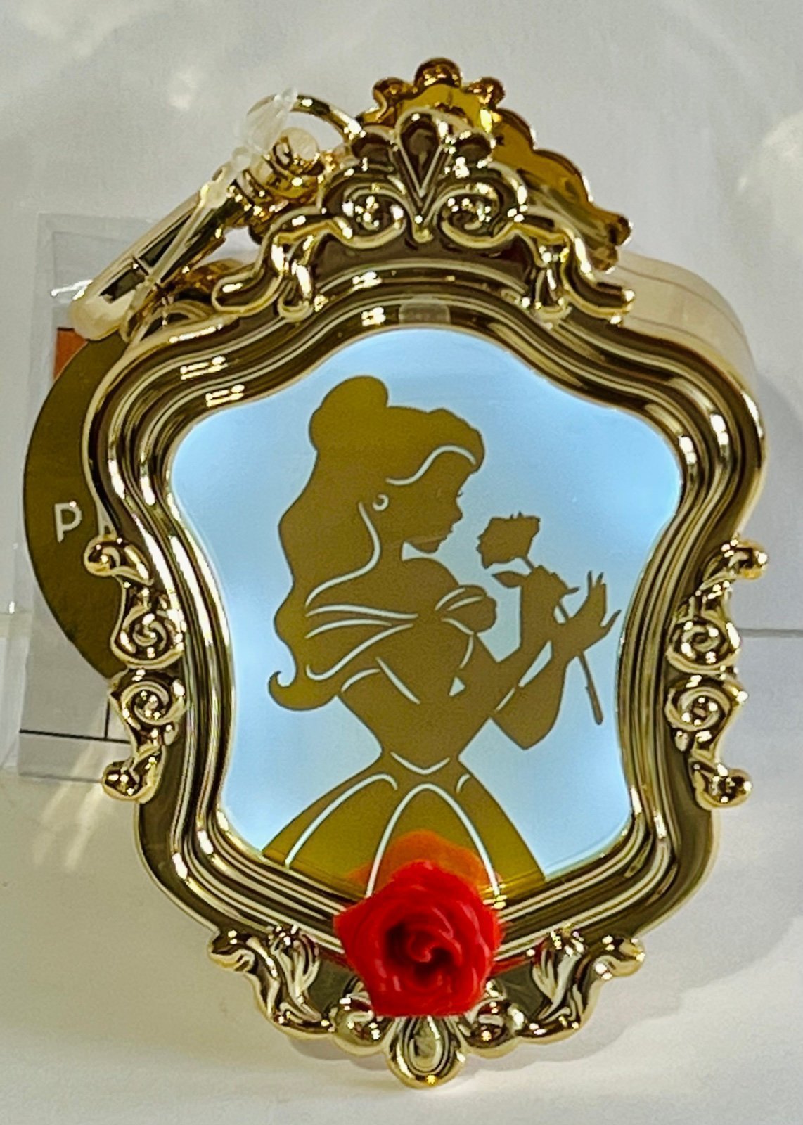 BBW Belle Princess Gold Keychain/Pocketbac Holder with Red Rose NEW