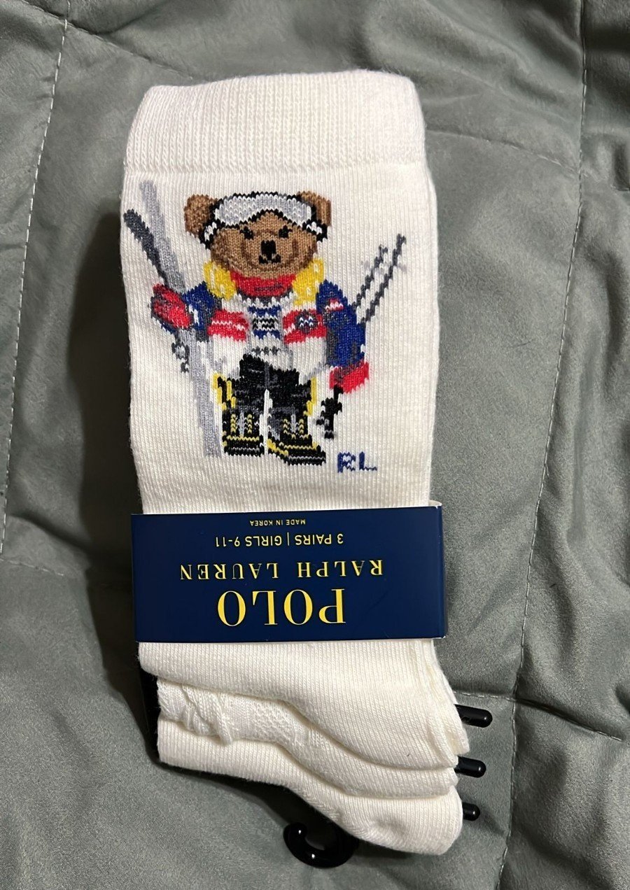 Polo Bear Ski Ralph Lauren Girls 9-11 Socks 3 Pairs *Rare*
