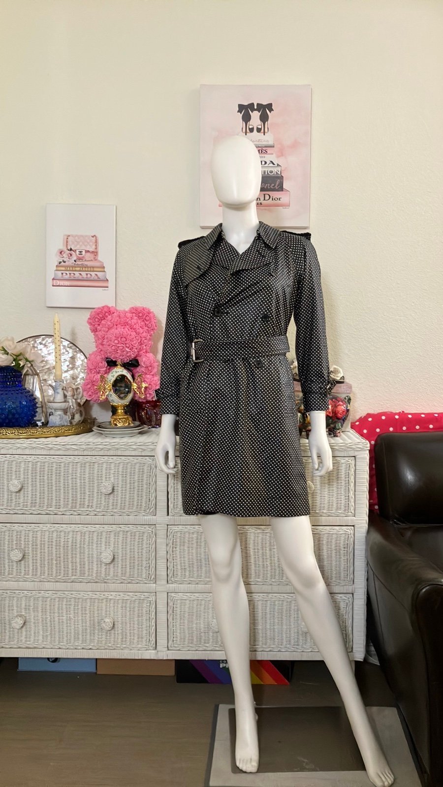 Marc Jacobs polka dots silk blend trench coat in black and white colors Size 2