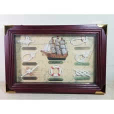 Mayflower Wooden Box Nautical Knots w/ Ship 13 1/4 Model Display Wall Deco