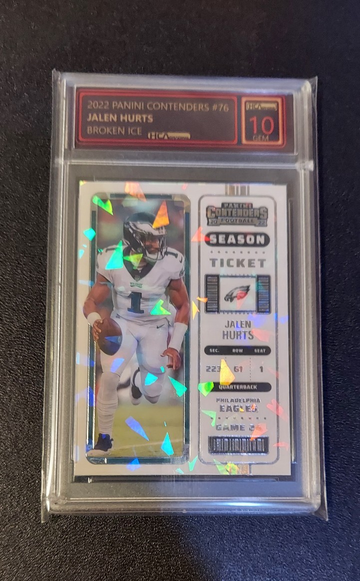 Jalen Hurts Contenders Cracked Ice Graded 10 Gem