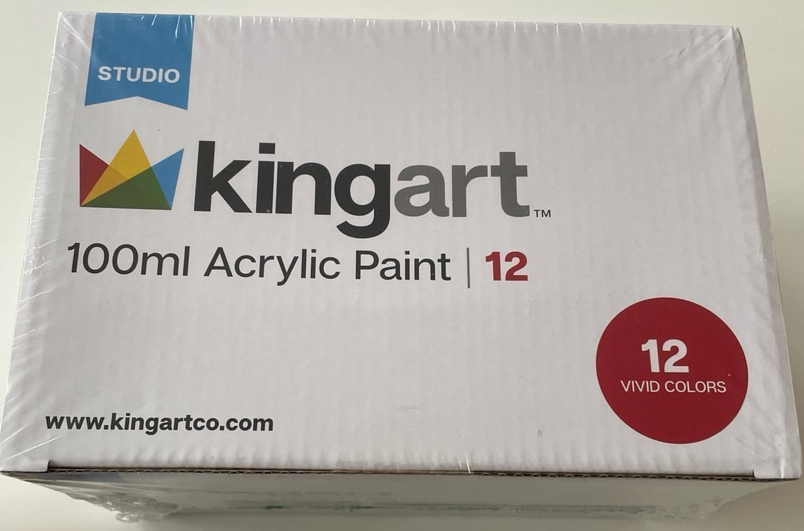 KINGART 100 ml Bottle Set of 12Vibrant Colors Acrylic Paint Assorted 12 Piece