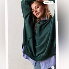NWT We the Free Camden Distressed Spruced Up Sweatshirt Size XS Green