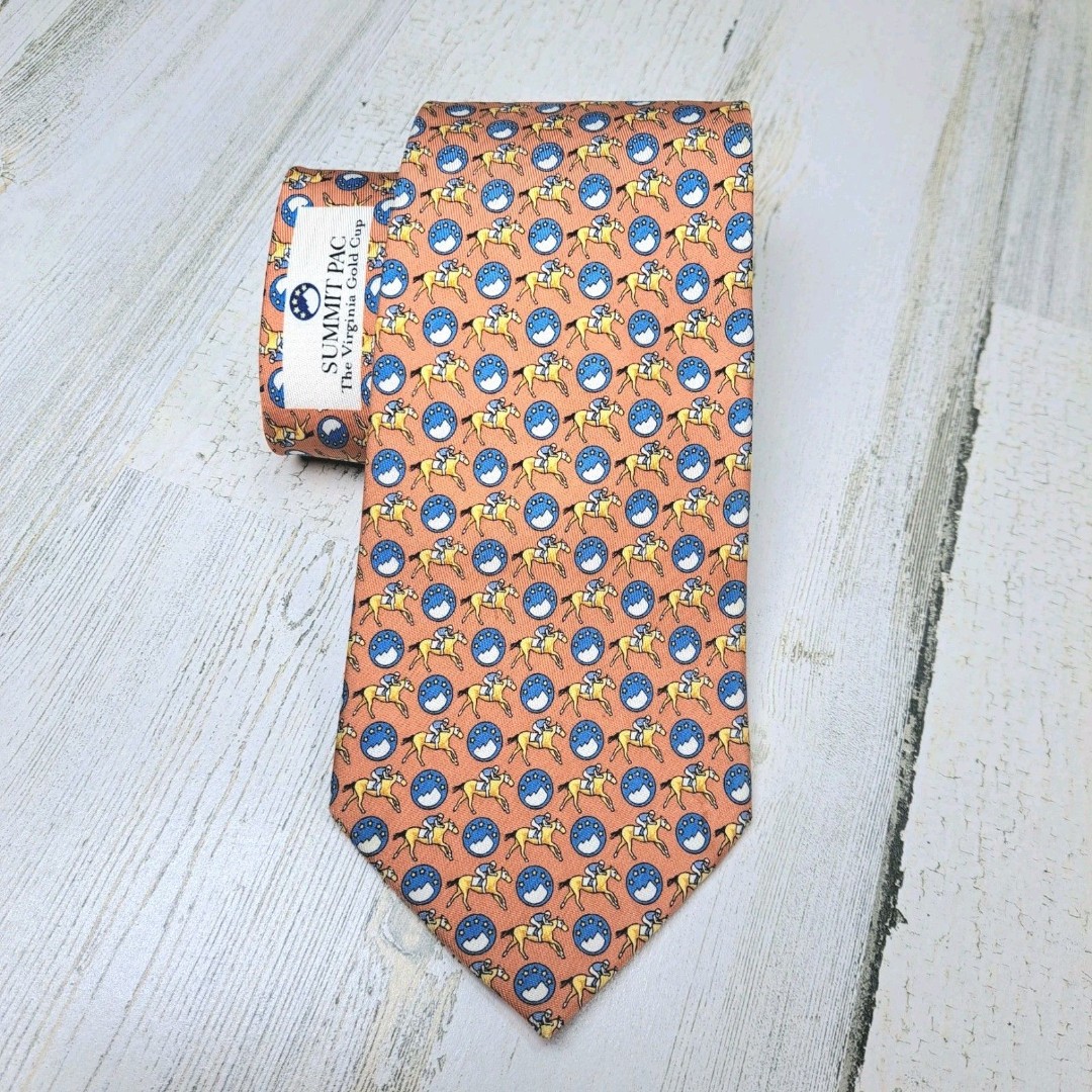 VINEYARD VINES 100% Silk Tie Summit Pac Horse Jockey The Virginia Gold Cup USA