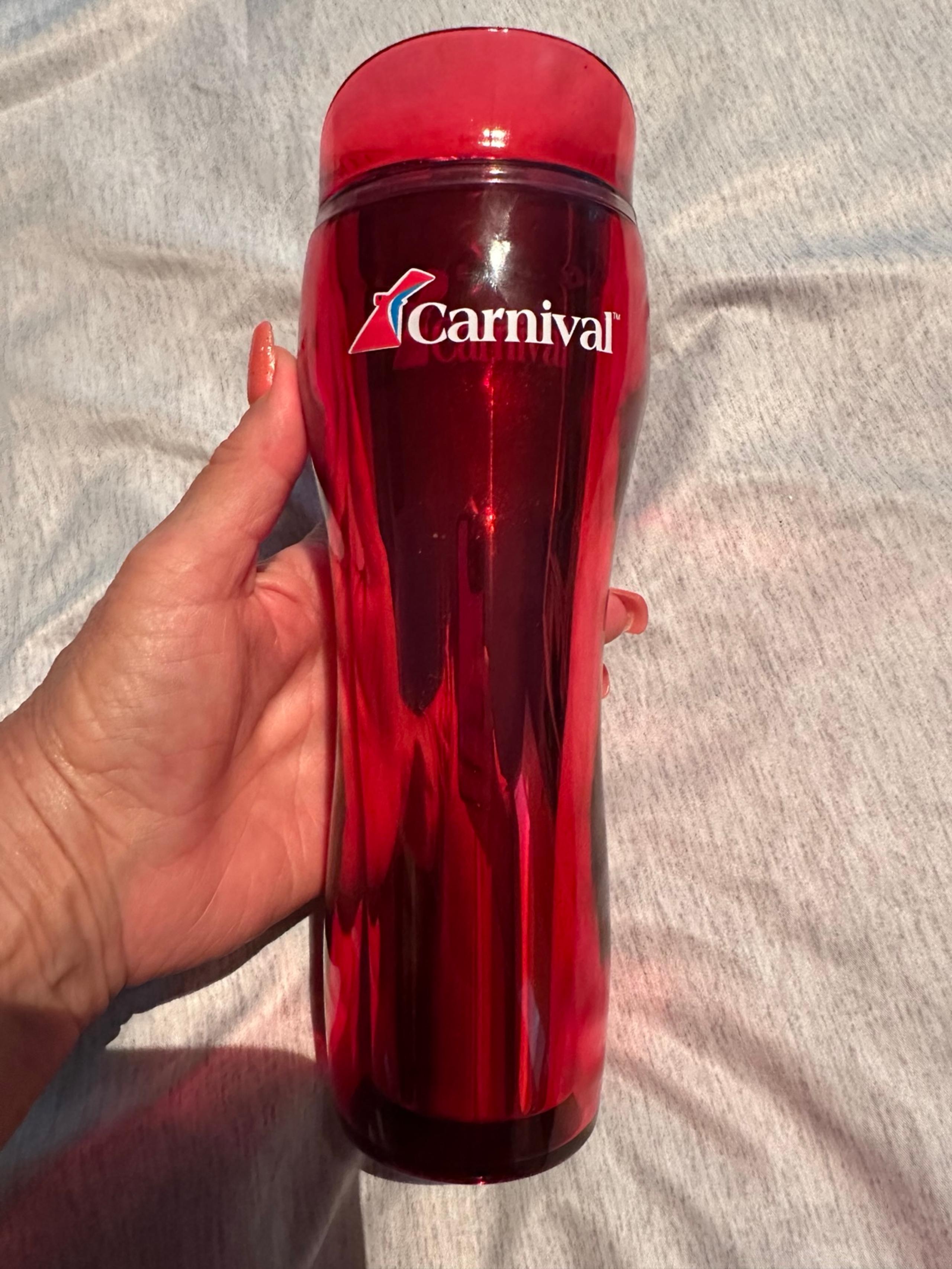 Carnival Cruise Lines Transparent Red Tumblers w/ Lid NEW