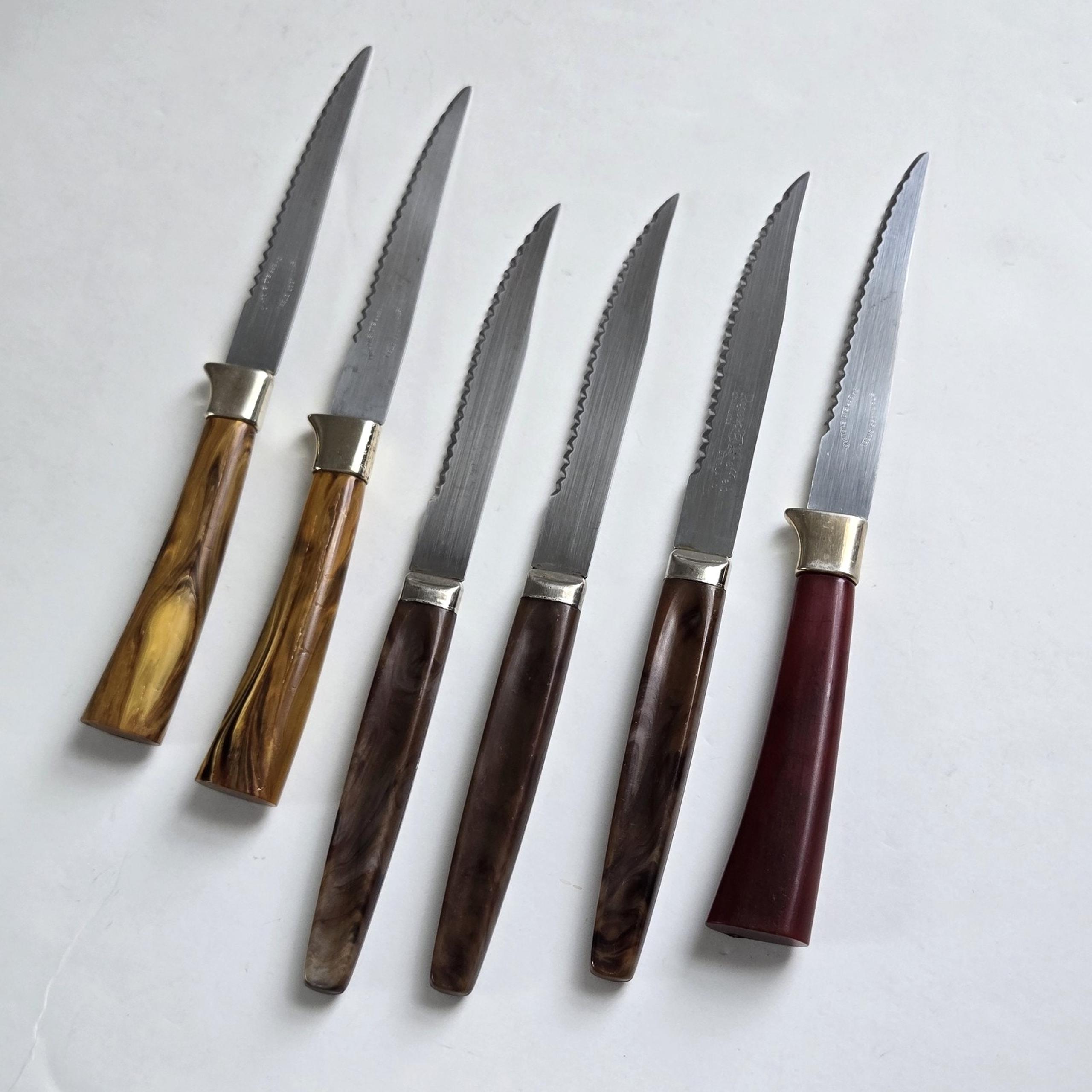 Vintage Regent Sheffield England Steak Knives Faux Bakelite Handle Mixed Lot 6pc