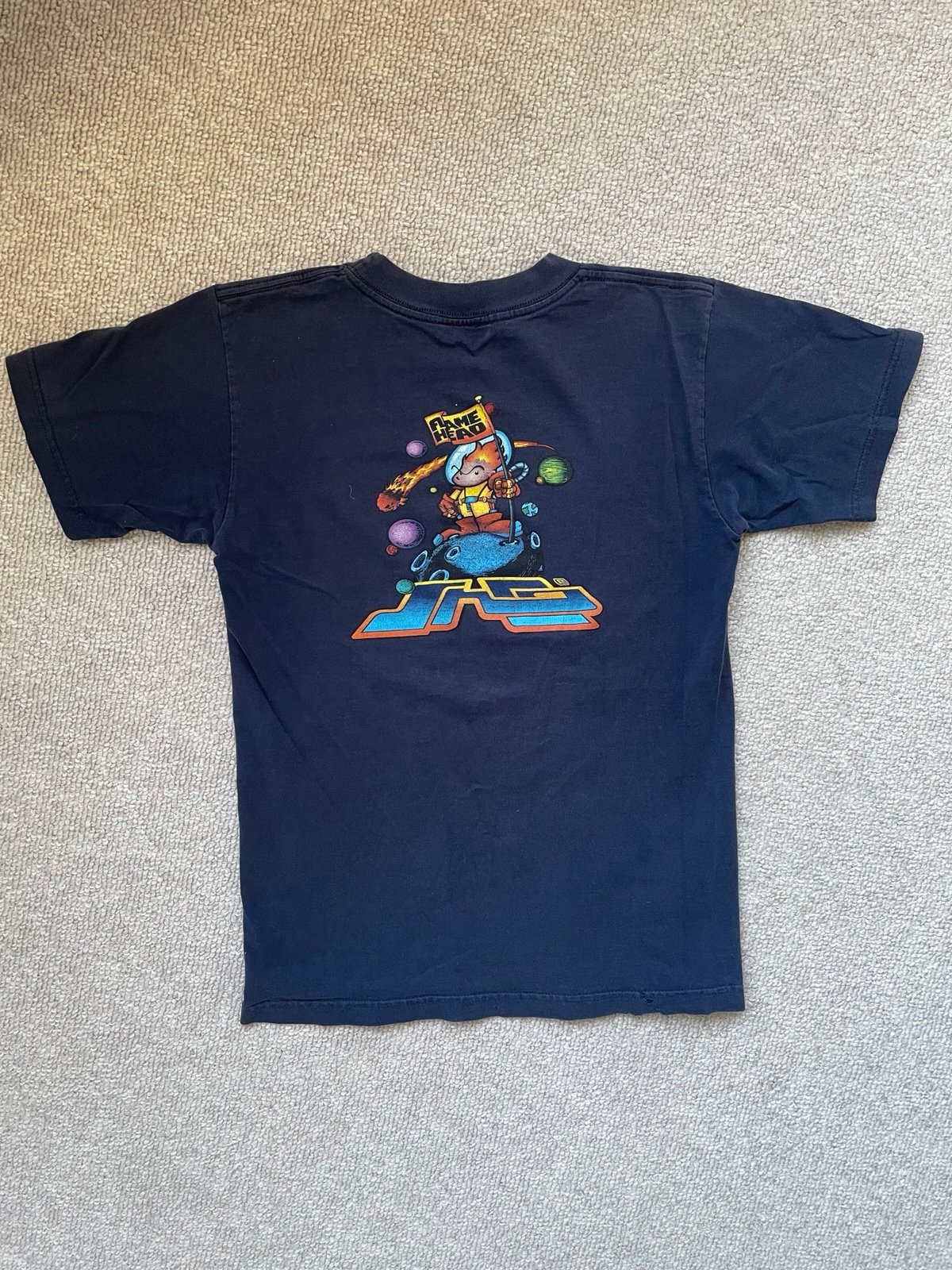 Vintage 90s JNCO Jeans Flamehead Shirt, Navy, Size Small