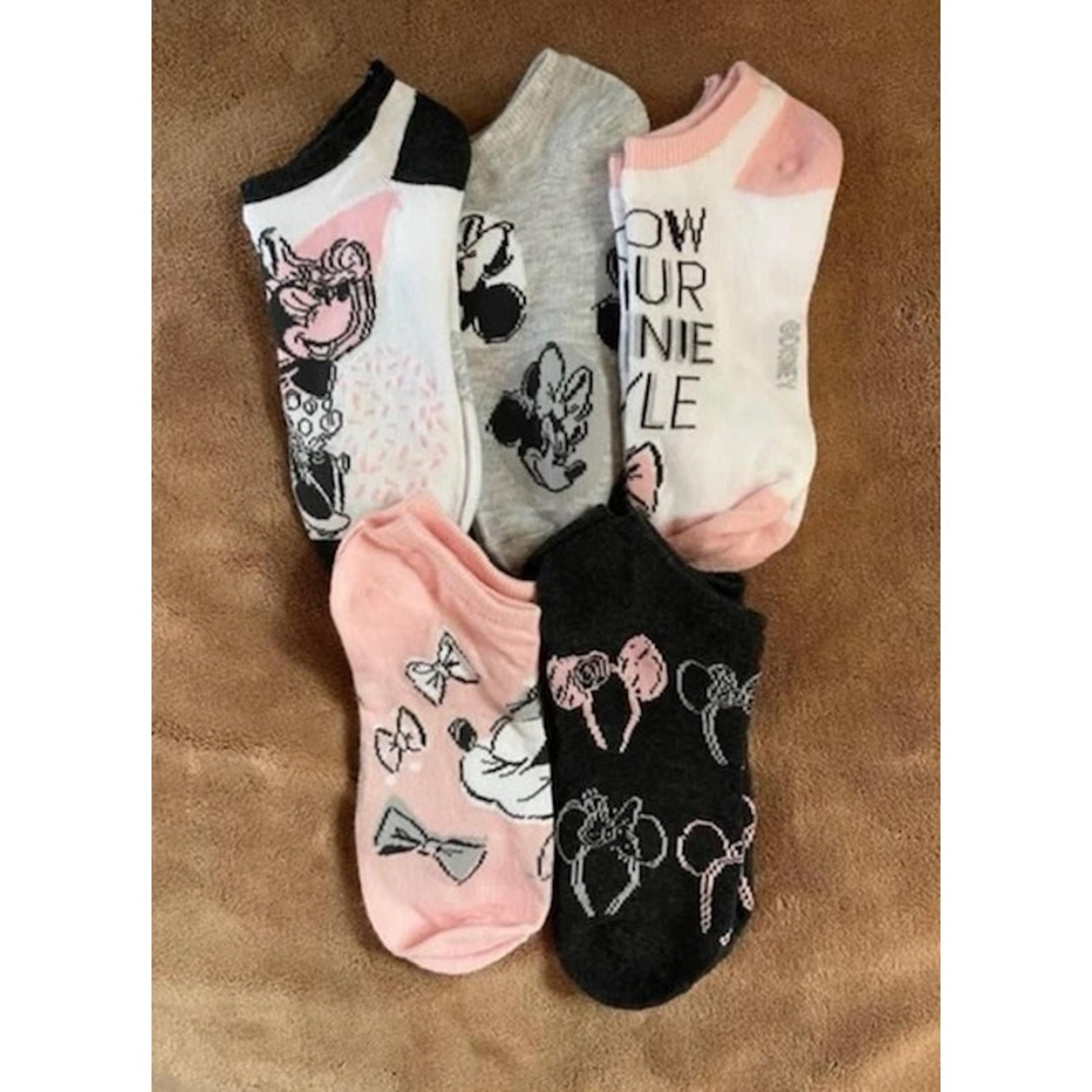 Minnie Mouse (5)pair Women's No Shoe Socks-Beauty & Bows Theme