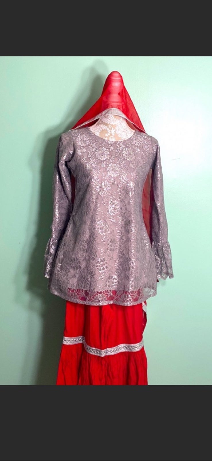 Red and silver sharara
