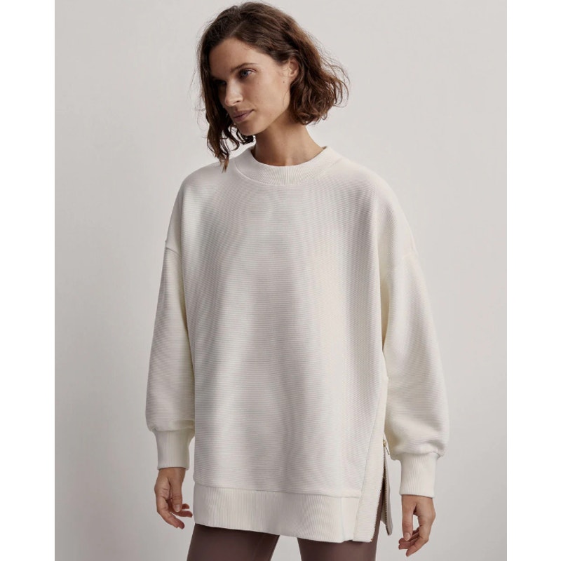 NWT Varley Mae Boyfriend Oversized Ottoman Sweat Pullover Sweatshirt Egret 2X