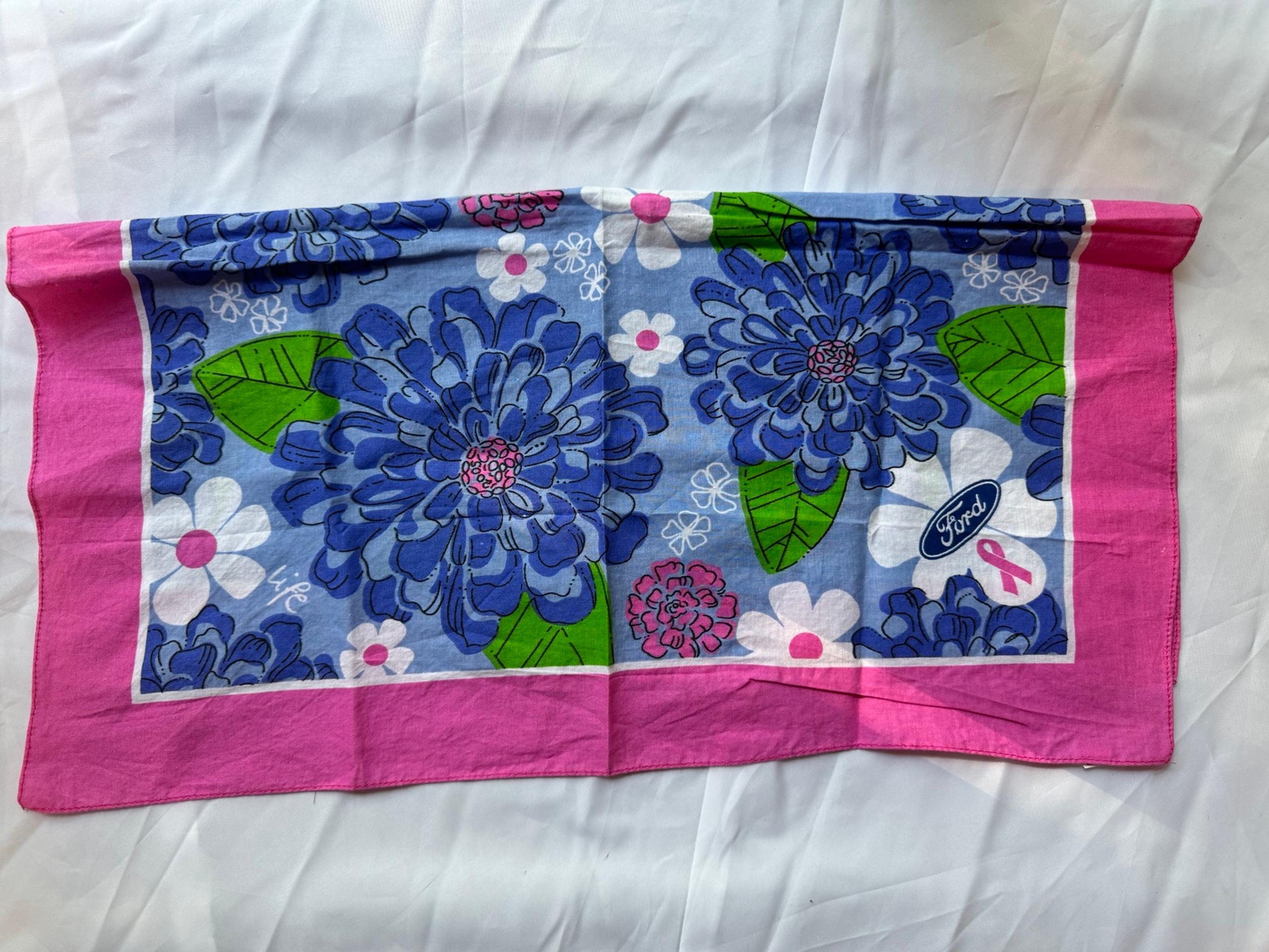 Lilly Pulitzer breast cancer Ford collaboration cotton bandana handkerchief