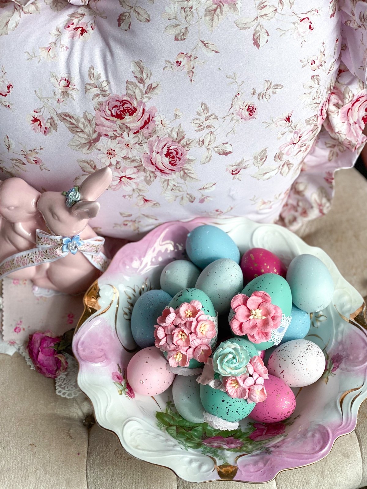 Set of 3 Custom Handmade Aqua Teal and Pastel Pink Egg Bowl Sitters