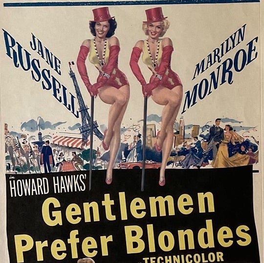 Vintage Film Poster Marilyn Monroe-Jane Russell “Gentlemen Prefer Blondes” 1953