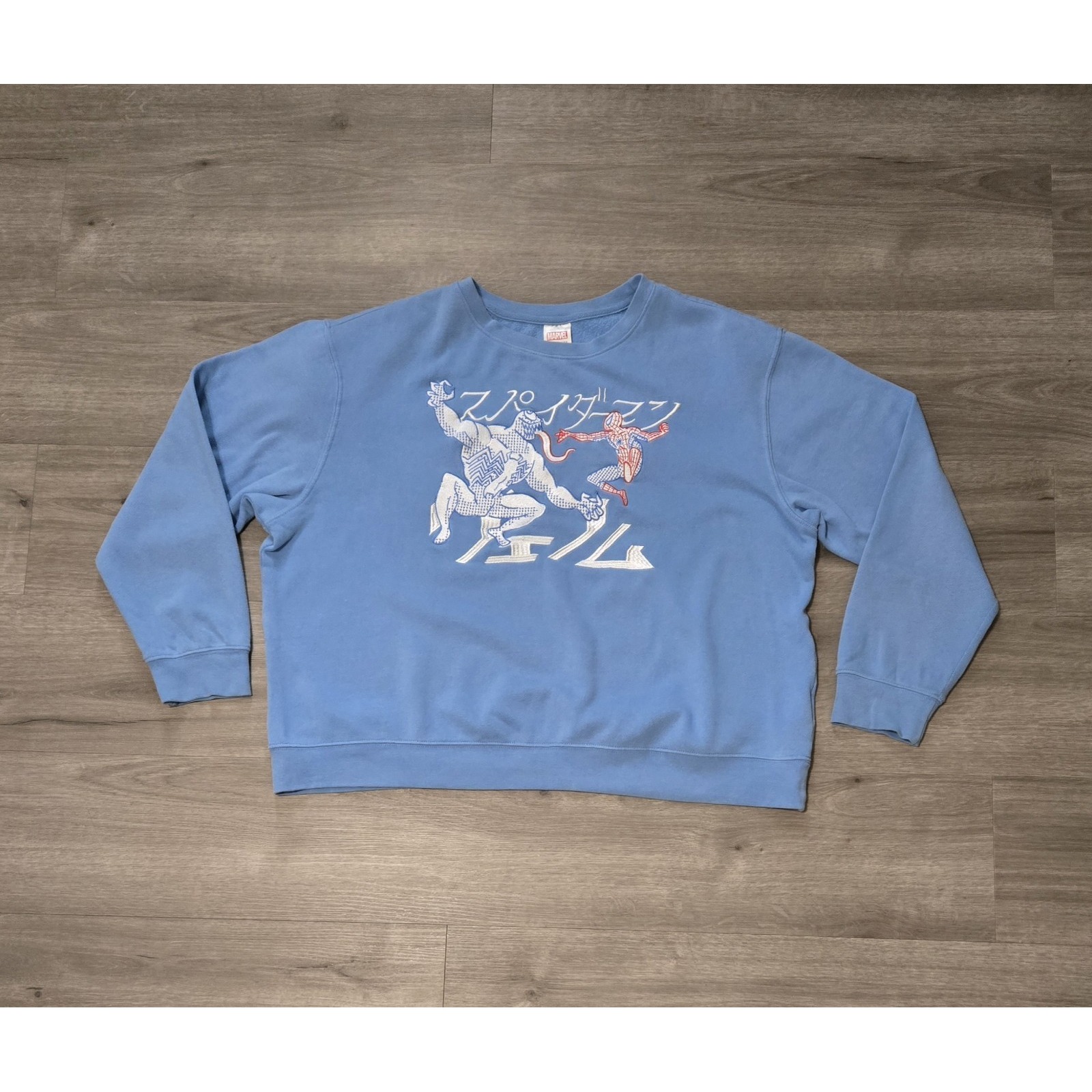 Disney Marvel Spiderman Venom Long Sleeve Sweatshirt XL Light Blue Japan