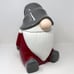 Pottery Barn Lg. Gnome Earthenware Cookie Jar 13'' H Imported Grey Hat Red Shirt