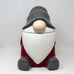Pottery Barn Lg. Gnome Earthenware Cookie Jar 13'' H Imported Grey Hat Red Shirt