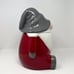 Pottery Barn Lg. Gnome Earthenware Cookie Jar 13'' H Imported Grey Hat Red Shirt