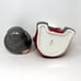 Pottery Barn Lg. Gnome Earthenware Cookie Jar 13'' H Imported Grey Hat Red Shirt