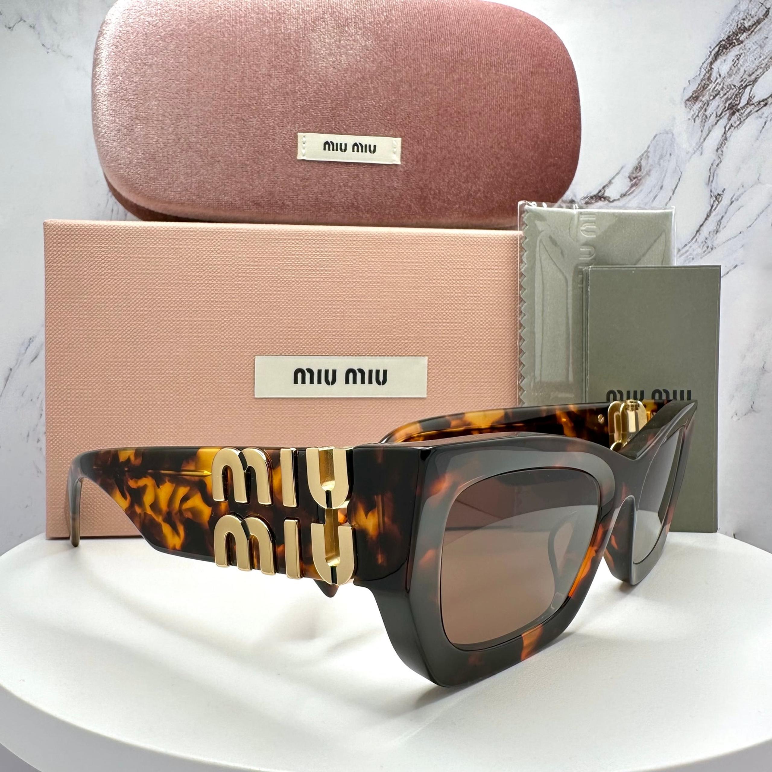 New MIU MIU Sunglasses Runway Glimpse Authentic Brown Tortoise Square Cat Eye