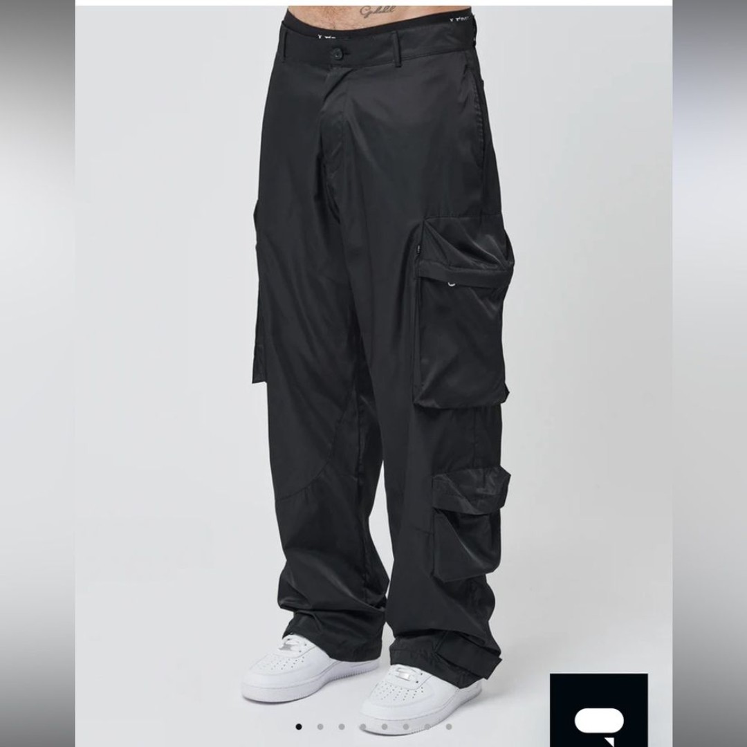 New Mens Live Free Die Young Nylon Cargo Pants in Black