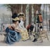 1916 Hand-colored Lithograph Causeria Francois Flameng Imprimtezie Goupil Laria