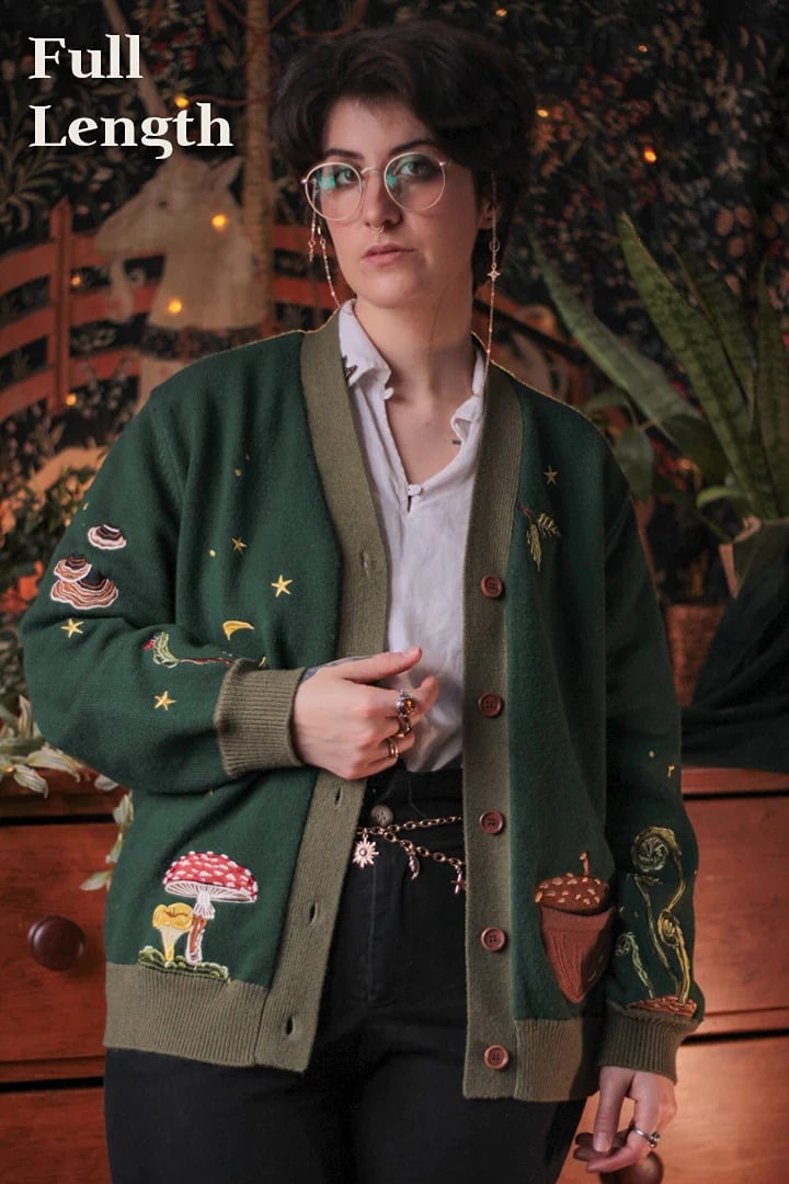 Knock Thrice Forest Forager Cardigan Full Crop Medium