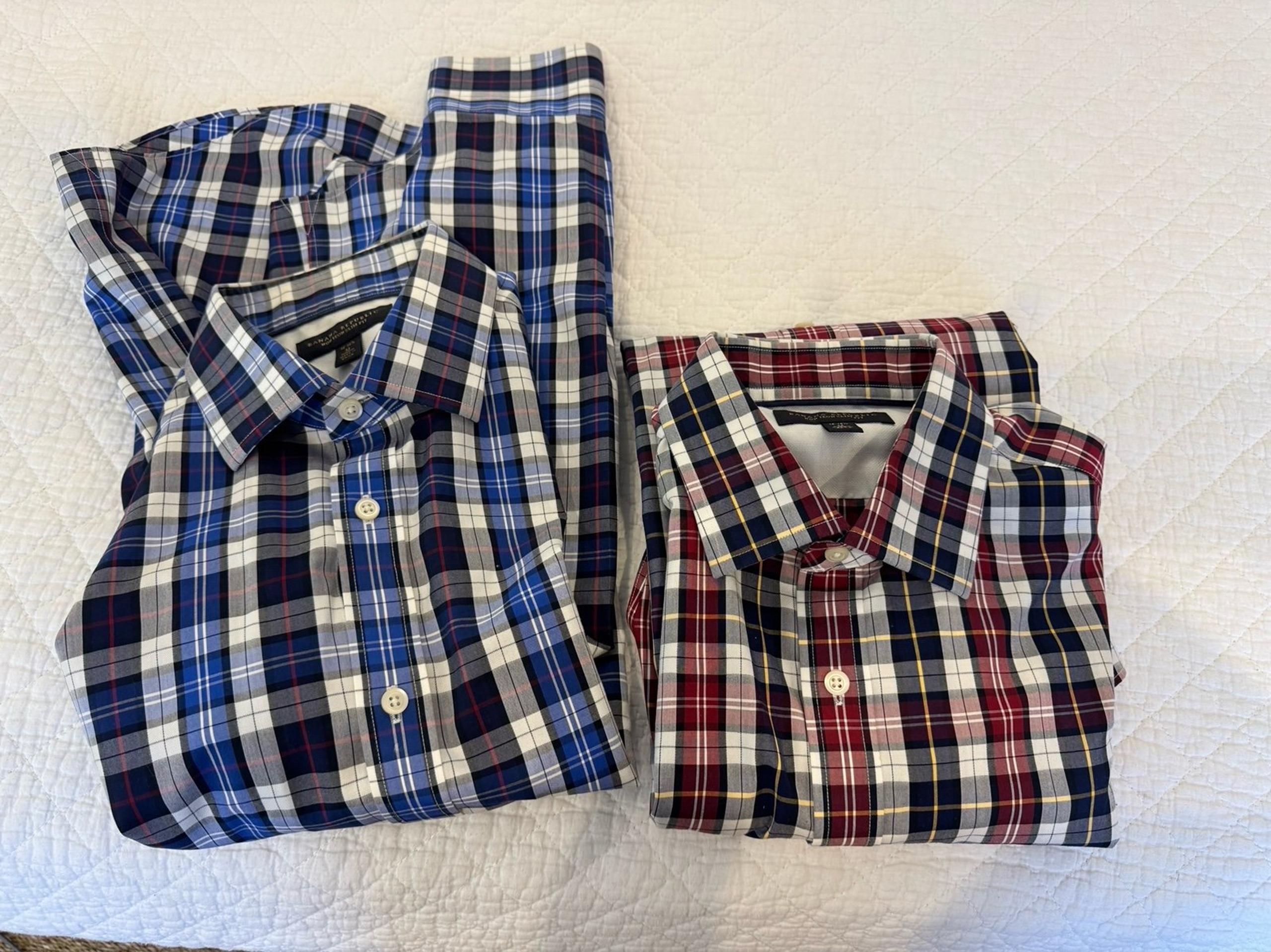 Men’s (2) BR Button Down Plaid Shirts M