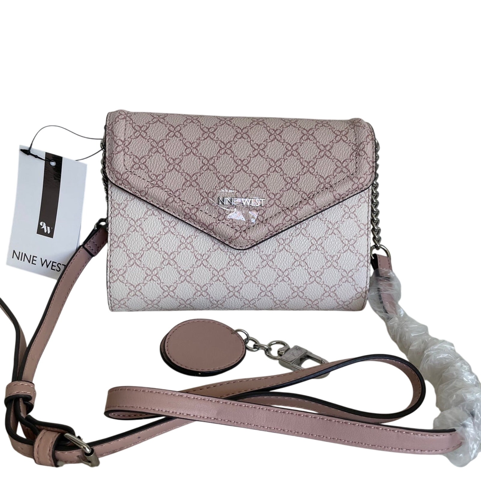 *Brand New Beautiful NINE WEST Zane SLG Crossbody Purse Bonus Blush Logo Multi