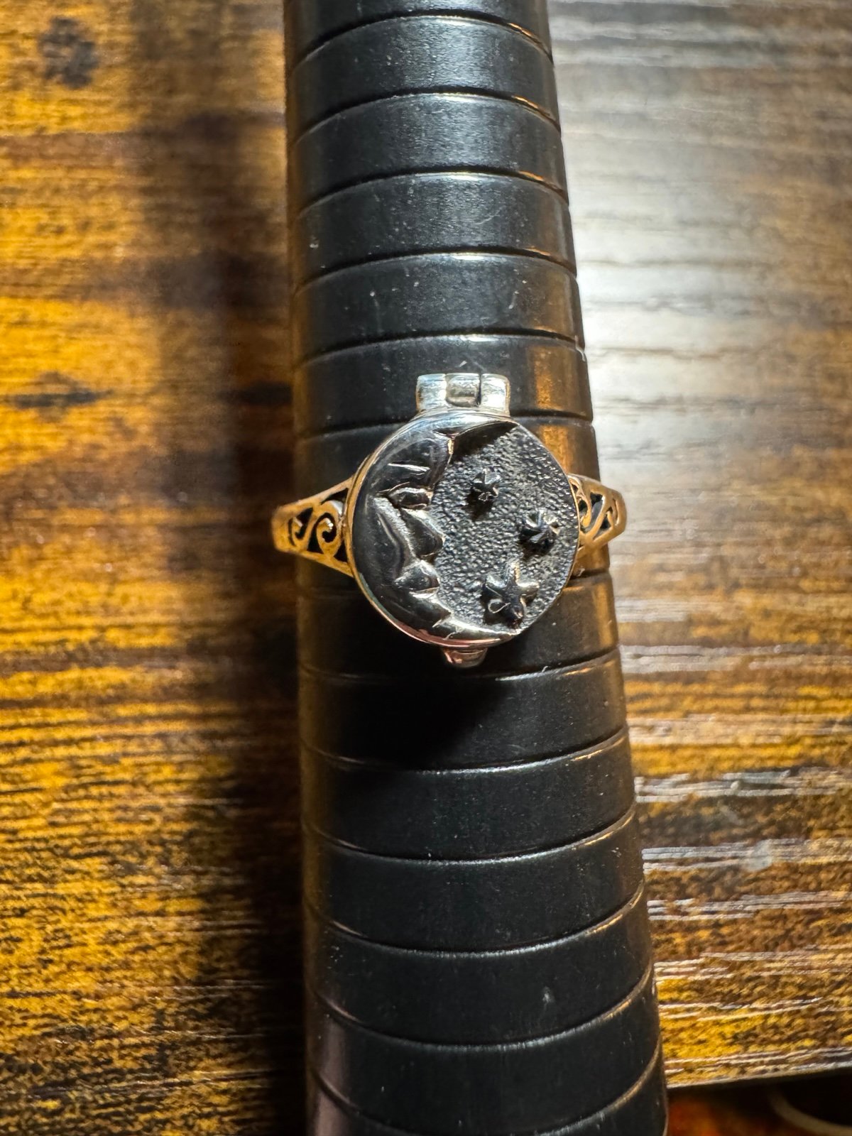 Designer Robert mance Moon and star pill pocket ring SIZE 10 - .925