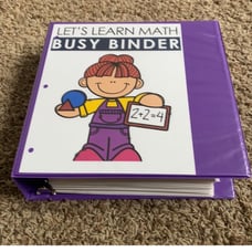 Handmade laminated math busy binder
