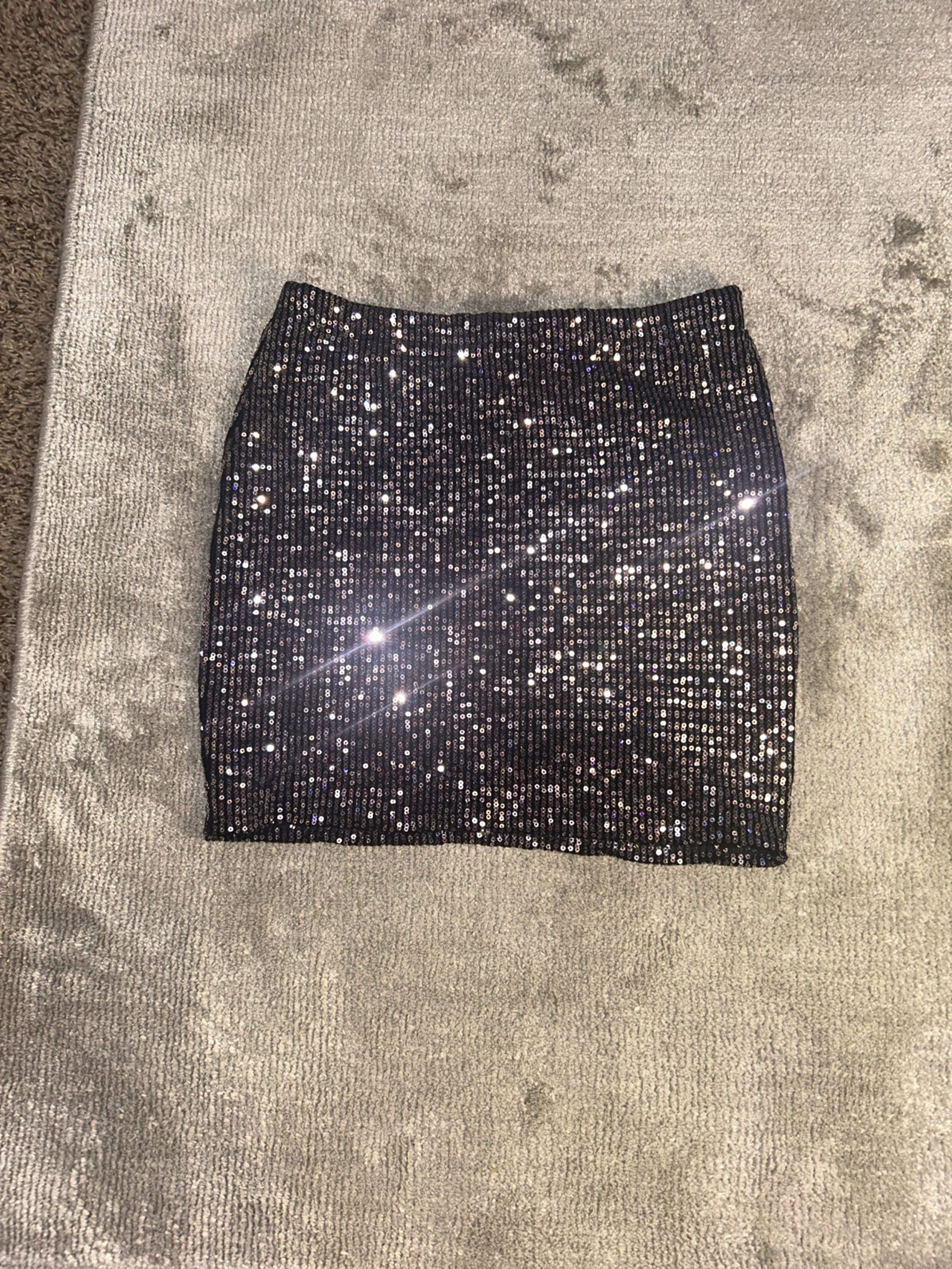 Papaya sequenced  mini skirt