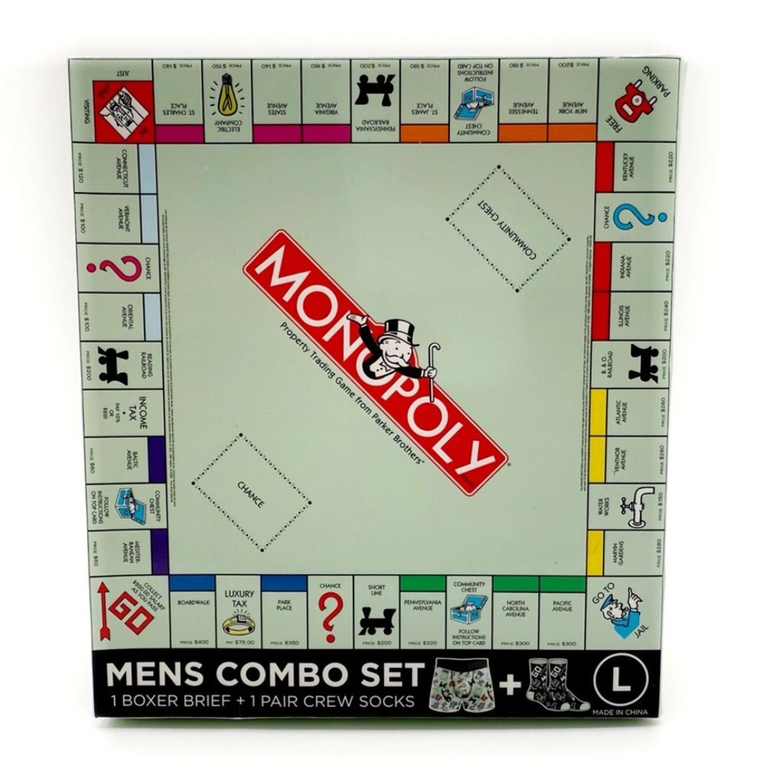 Monopoly Game Boxer Briefs Crew Socks Giftset Mens Size Large Fun Novelty Gift