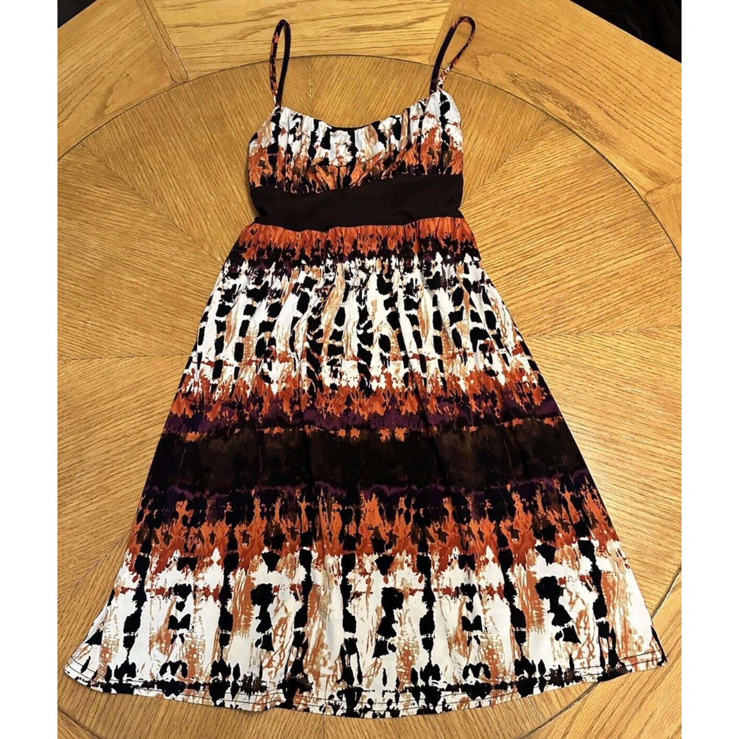Wrapper Brand Womens Sleeveless Tie Back Knit Sun Dress Size Medium Orange Brown
